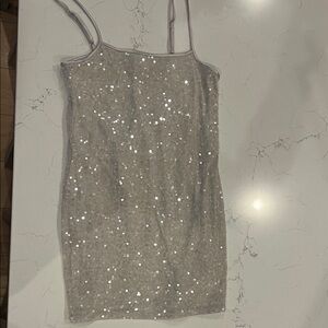 Sparkling Silver Sequin Dress